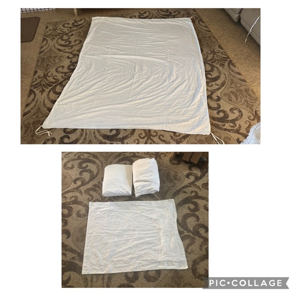 Pottery Barn ivory Twin/Twin XL Duvet and sheet set.In EUC!
